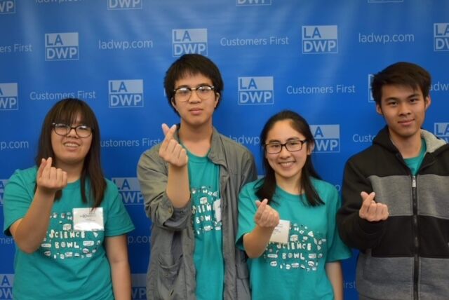 Cindy Lei (on the far left) with her team at the Science Bowl